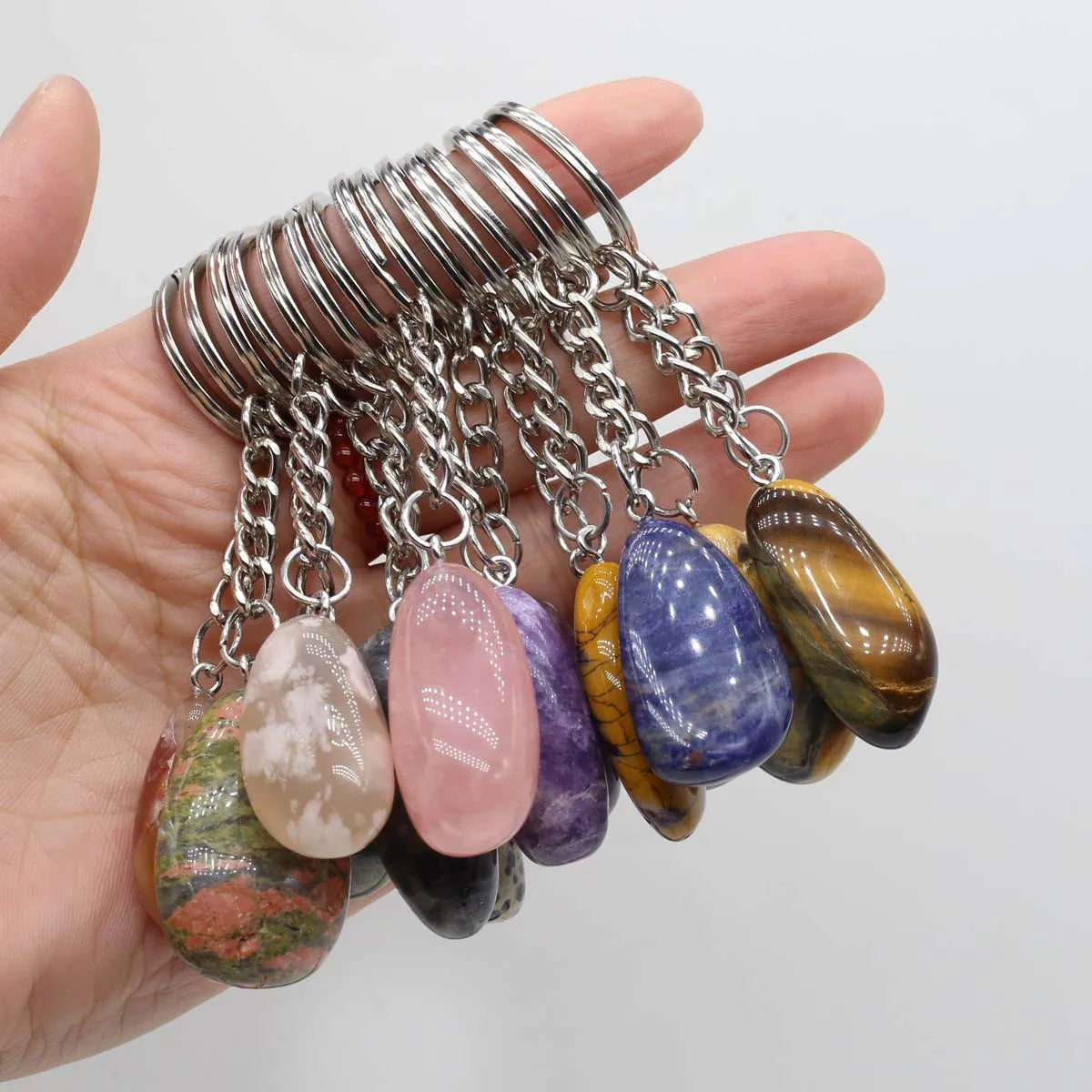 Reiki Crystal Keychain Set