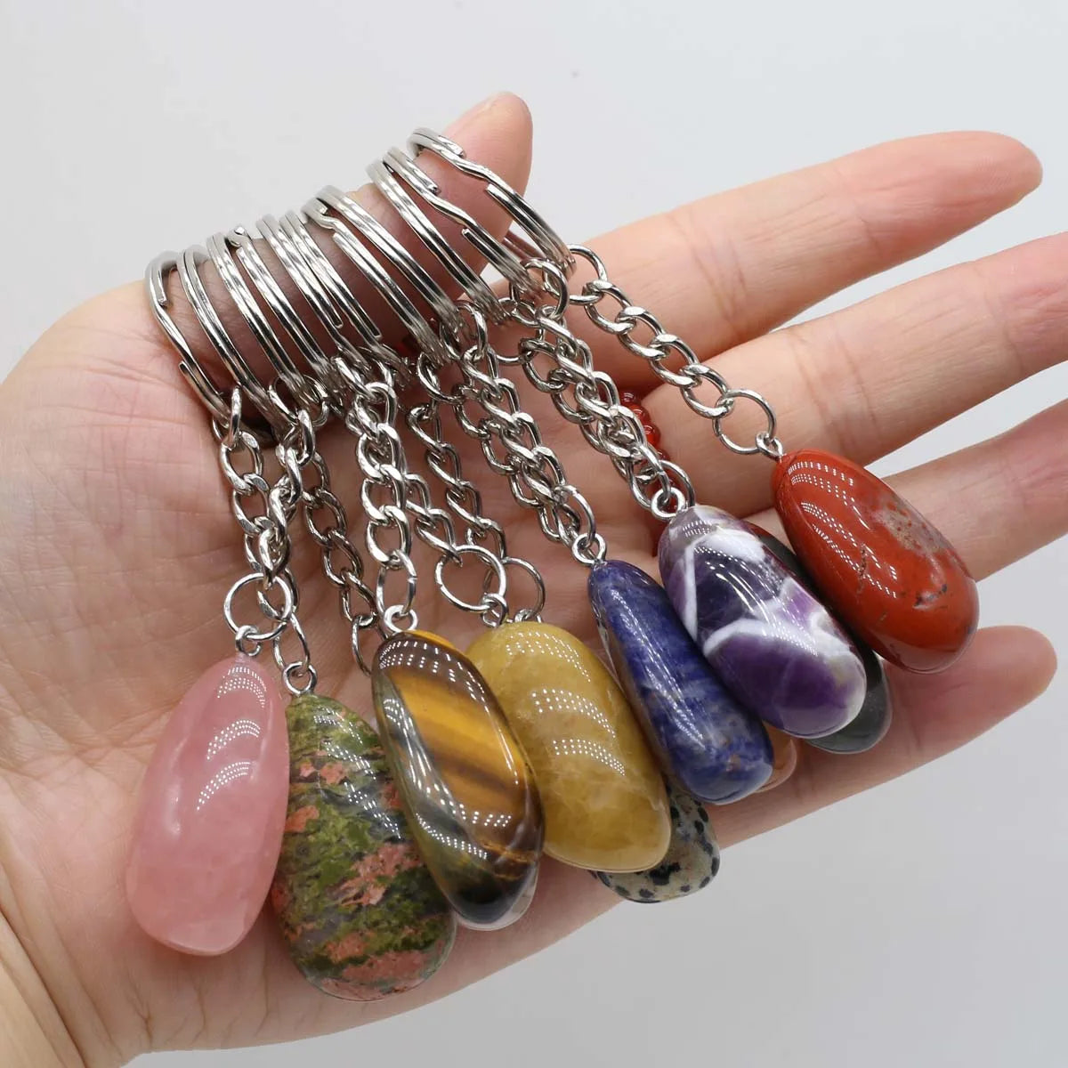 Reiki Crystal Keychain Set