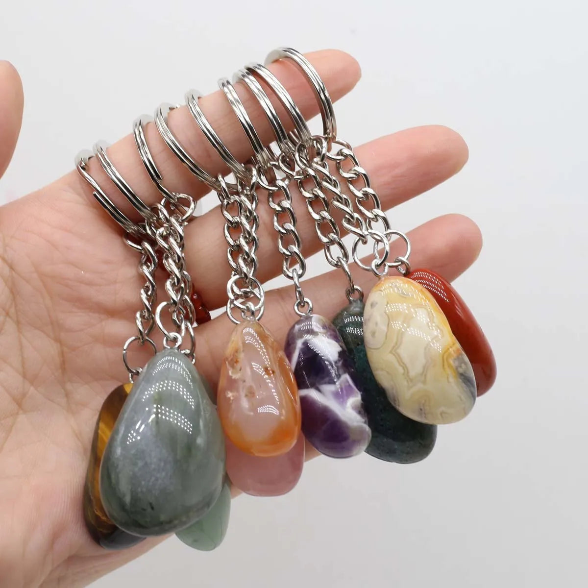 Reiki Crystal Keychain Set